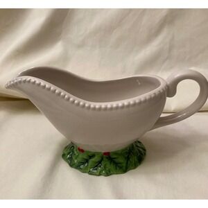 Blue Sky Gravy Boat Holly Berry Design Christmas Tableware Kitchen Dining